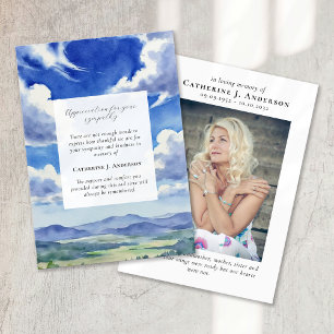 Landscape Sky Memorial Photo Sympathy Funeral Thank You Card
