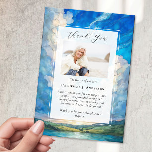 Landscape Sky Memorial Photo Sympathy Funeral Thank You Card