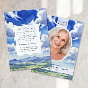 Landscape Sky Memorial Photo Sympathy Funeral Thank You Card