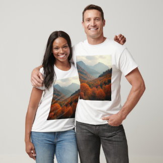 Landscape T-shirt with maple leaves