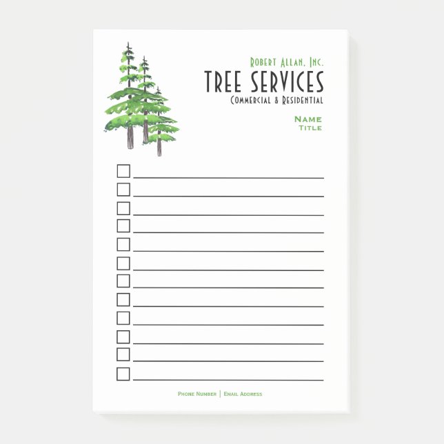 Landscape Tree Services Business Checklist Post-it Notes (Front)