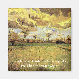 Landscape Under a Stormy Sky by Vincent van Gogh Magnet
