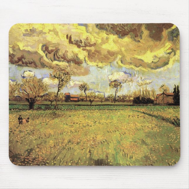 Landscape Under a Stormy Sky by Vincent van Gogh Mouse Pad (Front)