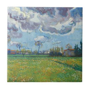 Landscape Under a Stormy Sky Vincent Gogh Ceramic Tile