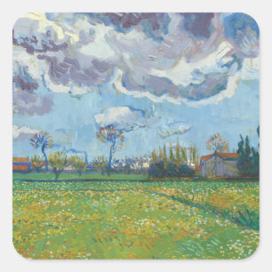 Landscape Under a Stormy Sky Vincent Gogh  Square Sticker