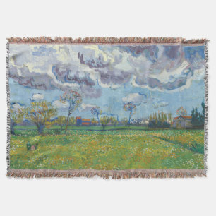 Landscape Under a Stormy Sky Vincent Gogh Throw Blanket
