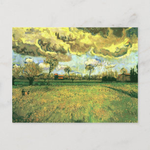 Landscape Under Stormy Sky, Van Gogh Fine Art Postcard