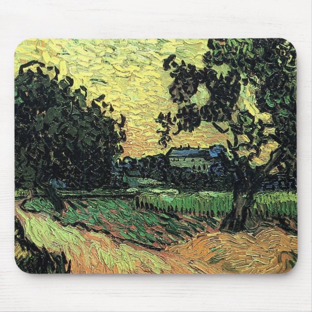 Landscape w Chateau of Auvers by Vincent van Gogh Mouse Pad (Front)