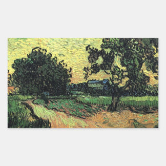 Landscape w Chateau of Auvers by Vincent van Gogh Rectangular Sticker