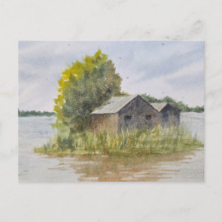 Landscape watercolor painting postcard