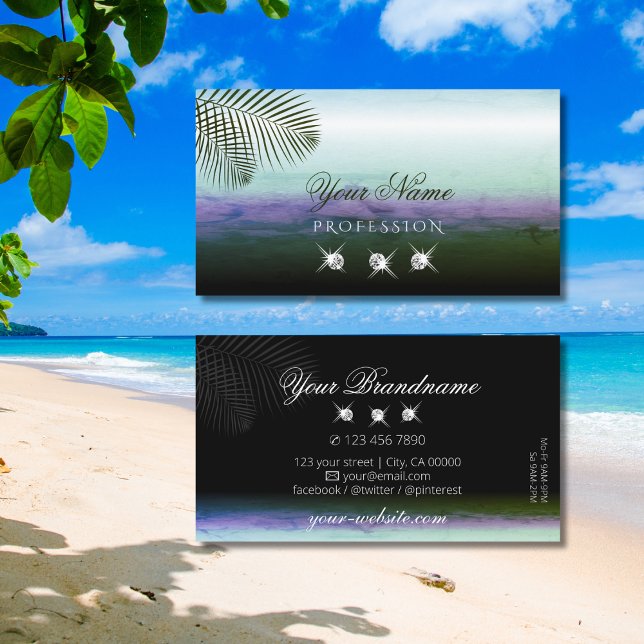 Landscape Watercolors Sparkling Diamonds Elegant Business Card (Creator Uploaded)