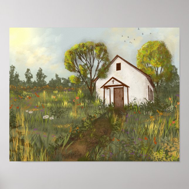 Landscape Wildflowers Church Meadow California Poster (Front)