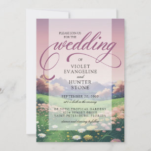 Landscape Wildflowers Wedding Invitation