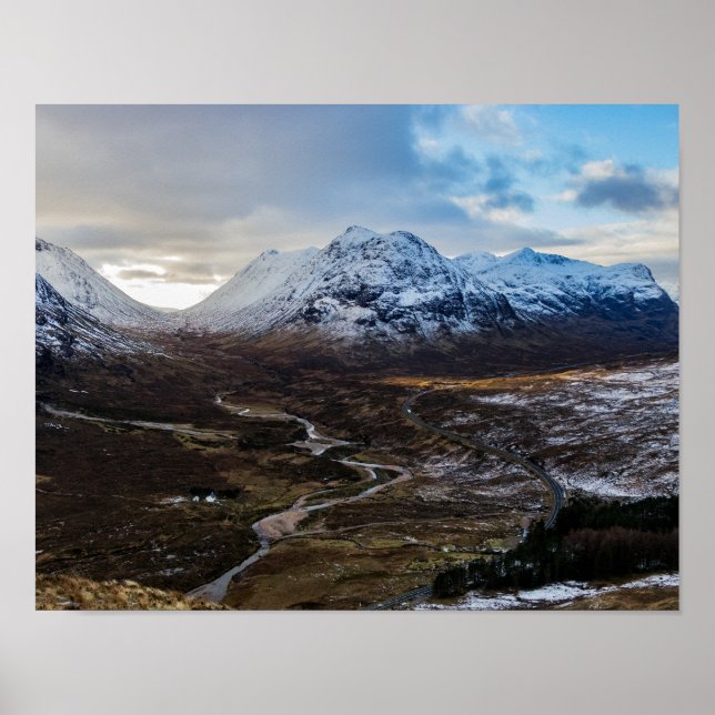 Landscape winter Lairig Gartain Glen Coe Scotland Poster (Front)