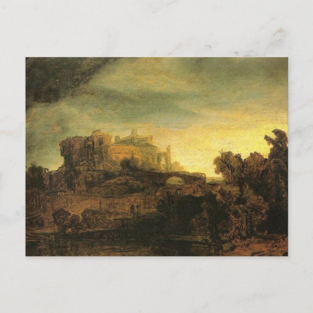 Landscape With a Castle by Rembrandt Postcard (Front)