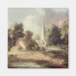 Landscape with a Church, Cottage, Villagers and An Magnet
