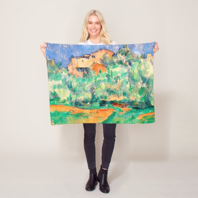 Landscape with a House, Cezanne Fleece Blanket (In Situ)