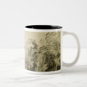 Landscape with a path,almost dead tree on left Two-Tone coffee mug