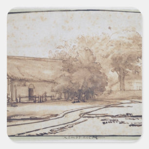 Landscape with a Peasant's House, 1640s Square Sticker