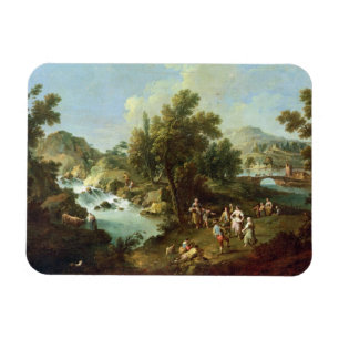 Landscape with a River and Dancing Peasants (oil o Magnet