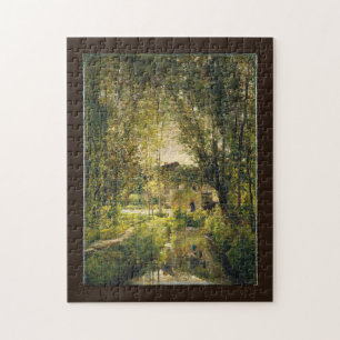 Landscape with a Sunlit Stream - Dabigni Fine Art  Jigsaw Puzzle