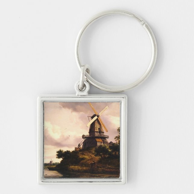 Landscape with a Windmill Art Key Ring (Front)
