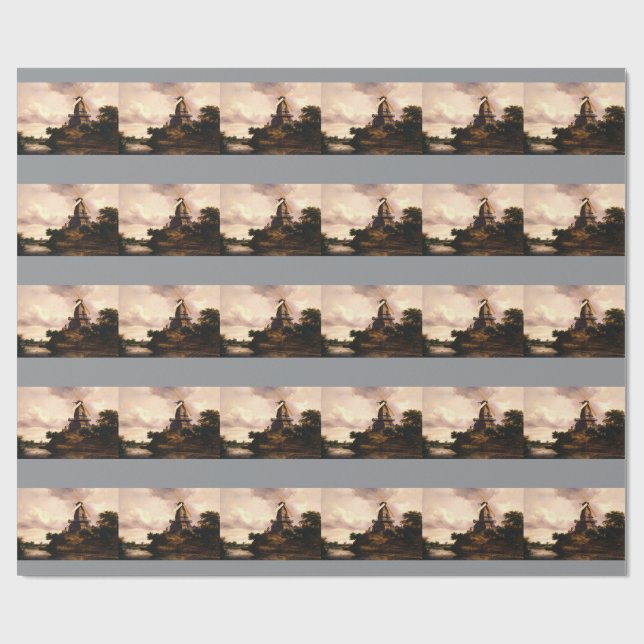 Landscape with a Windmill Art Wrapping Paper (Flat)
