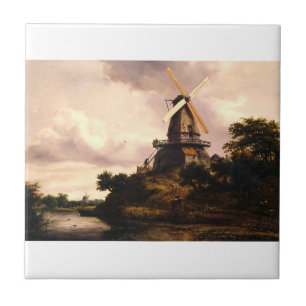 Landscape with a Windmill Ceramic Tile