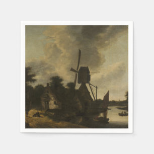 Landscape with a Windmill – Salomon Rombouts Napkin