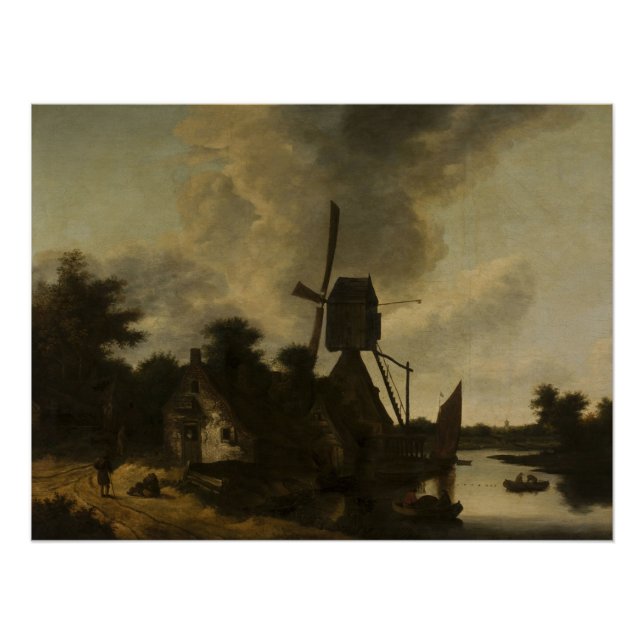 Landscape with a Windmill – Salomon Rombouts Poster (Front)