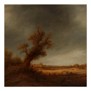 Landscape with an old oak, Adriaen van Ostade, Can Poster