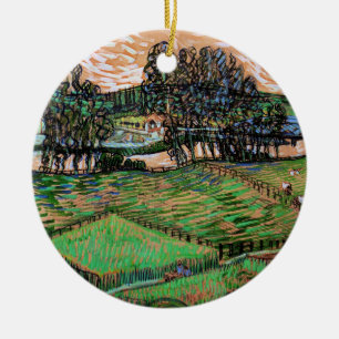 Landscape with Bridge Across the Oise Ceramic Ornament