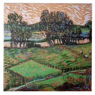 Landscape with Bridge Across the Oise Ceramic Tile