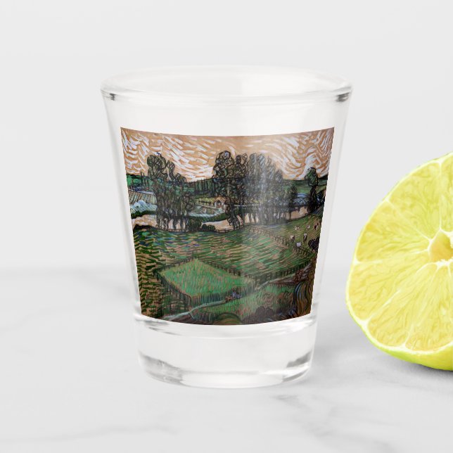 Landscape with Bridge across the Oise (van Gogh) Shot Glass (Front)