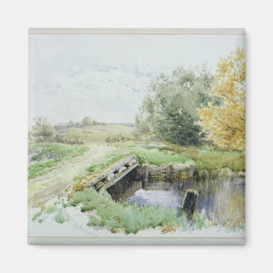 Landscape with bridge over a stream magnet
