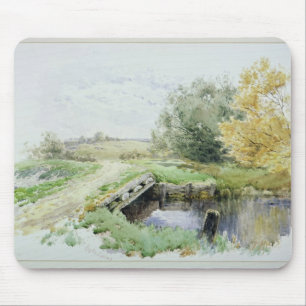 Landscape with bridge over a stream mouse pad