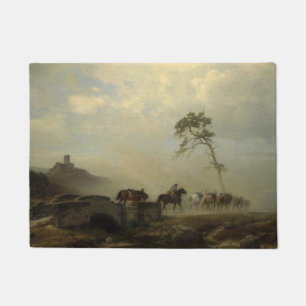 Landscape with Castle Ruins and Horse Riders Doormat
