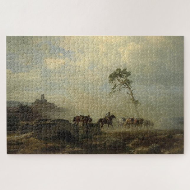 Landscape with Castle Ruins and Horse Riders Jigsaw Puzzle (Horizontal)