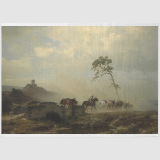 Landscape with Castle Ruins and Horse Riders Tissue Paper (Front)