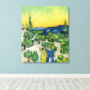 Landscape with Couple Walking by Vincent van Gogh Canvas Print