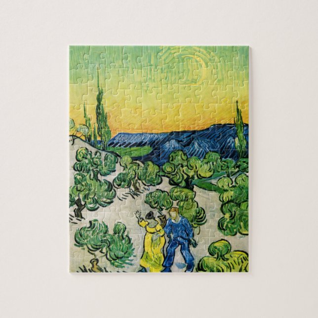 Landscape with Couple Walking by Vincent van Gogh Jigsaw Puzzle (Vertical)