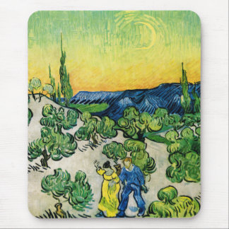 Landscape with Couple Walking by Vincent van Gogh Mouse Pad
