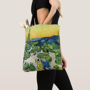Landscape with Couple Walking by Vincent van Gogh Tote Bag