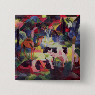 Landscape with Cows and a Camel 15 Cm Square Badge
