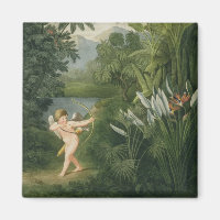 Landscape with Cupid aiming an arrow at a Parrot o