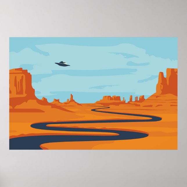  landscape with deserted valley, mountains, dark w poster (Front)