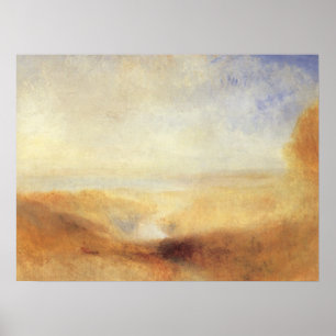 Landscape with Distant River Bay by Joseph Turner Poster