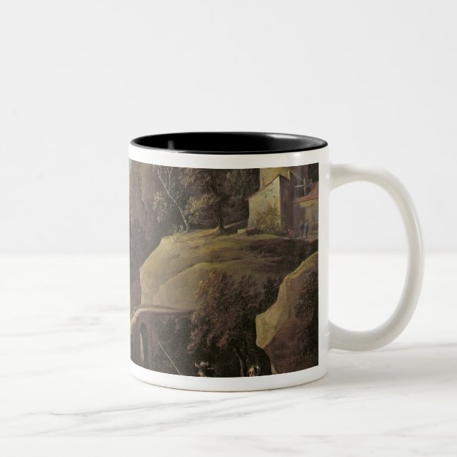 Landscape with Farmers tending their Animals Two-Tone Coffee Mug (Right)
