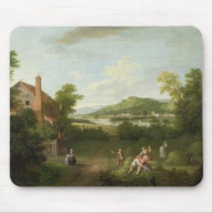 Landscape with Farmworkers, c.1730-40 (oil on canv Mouse Pad