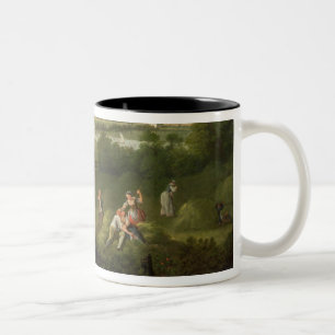Landscape with Farmworkers, c.1730-40 (oil on canv Two-Tone Coffee Mug